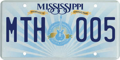 MS license plate MTH005