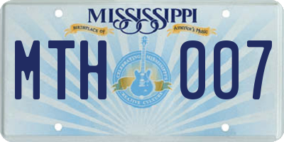 MS license plate MTH007