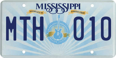 MS license plate MTH010