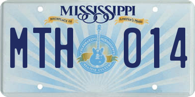 MS license plate MTH014