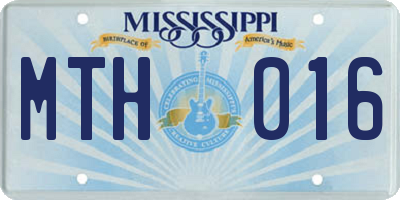 MS license plate MTH016