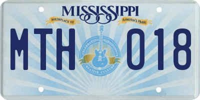 MS license plate MTH018