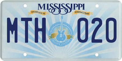 MS license plate MTH020