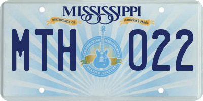 MS license plate MTH022