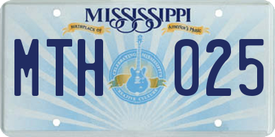 MS license plate MTH025