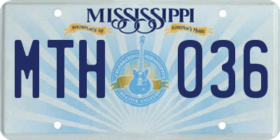 MS license plate MTH036