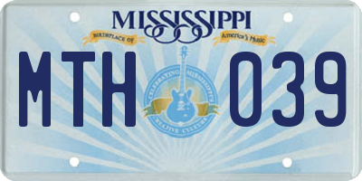 MS license plate MTH039