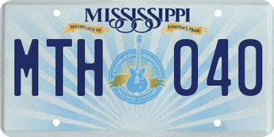 MS license plate MTH040