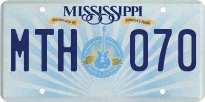 MS license plate MTH070