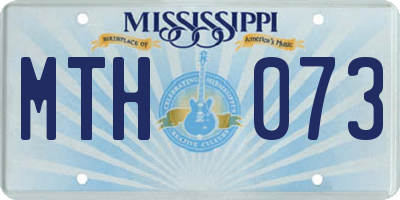 MS license plate MTH073
