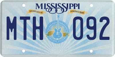 MS license plate MTH092