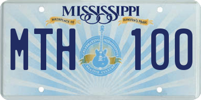 MS license plate MTH100