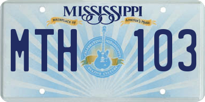 MS license plate MTH103