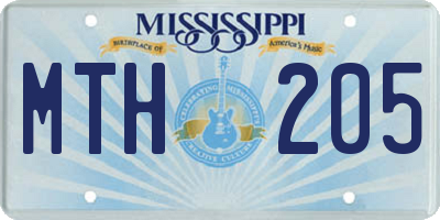 MS license plate MTH205