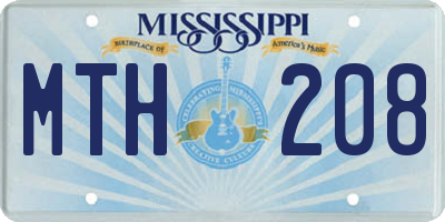 MS license plate MTH208