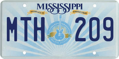 MS license plate MTH209
