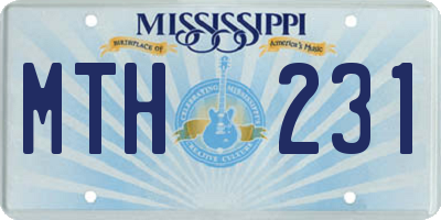 MS license plate MTH231
