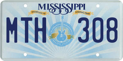 MS license plate MTH308