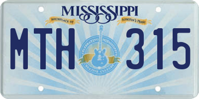 MS license plate MTH315