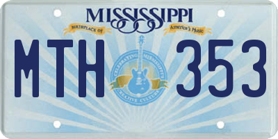 MS license plate MTH353
