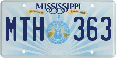 MS license plate MTH363