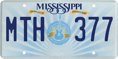 MS license plate MTH377