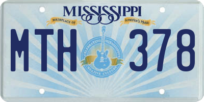 MS license plate MTH378