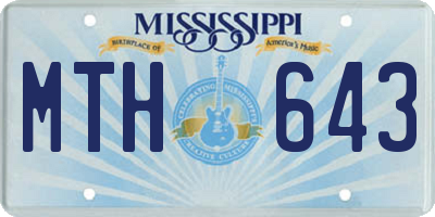 MS license plate MTH643