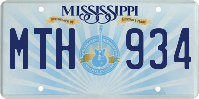MS license plate MTH934