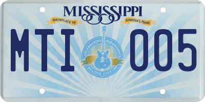 MS license plate MTI005