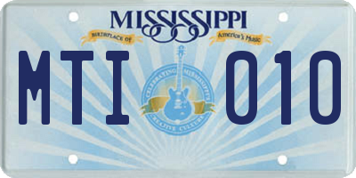 MS license plate MTI010