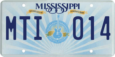 MS license plate MTI014