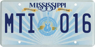 MS license plate MTI016