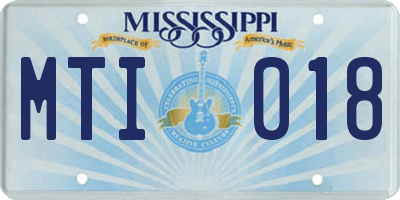 MS license plate MTI018