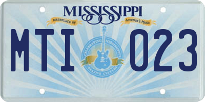 MS license plate MTI023