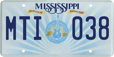 MS license plate MTI038