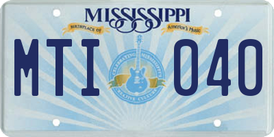 MS license plate MTI040