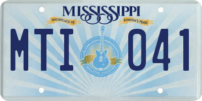 MS license plate MTI041