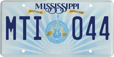 MS license plate MTI044
