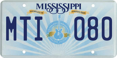 MS license plate MTI080