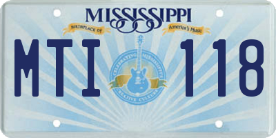 MS license plate MTI118