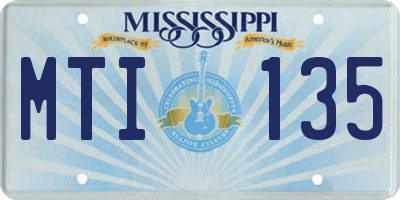 MS license plate MTI135