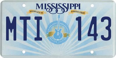 MS license plate MTI143