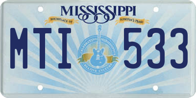 MS license plate MTI533