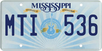 MS license plate MTI536