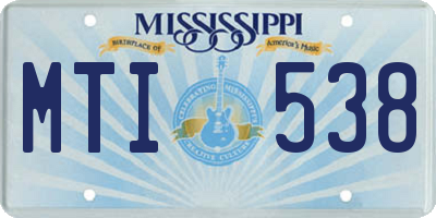 MS license plate MTI538