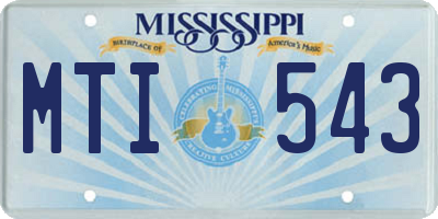 MS license plate MTI543