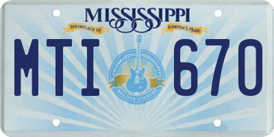 MS license plate MTI670