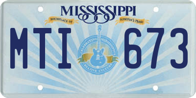 MS license plate MTI673