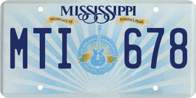 MS license plate MTI678